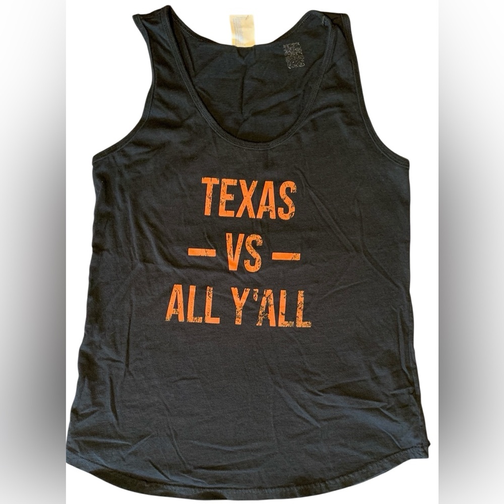 Women’s Black & Orange Graphic Texas Football Tank Top Size Medium